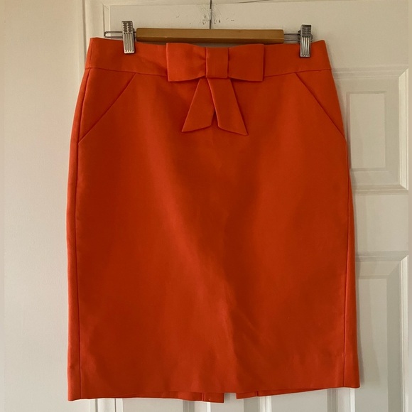 J. Crew Dresses & Skirts - EUC J Crew Woman’s Double Serge Orange Bow Pencil Skirt 4 (Glee)